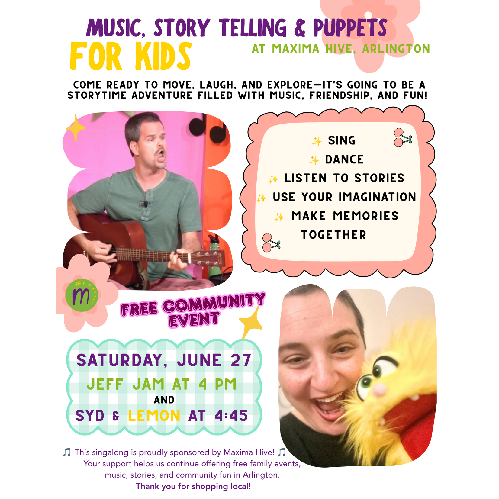 Saturday, June 27  4–5:30 PM The Great Storytime Adventure & Singalong
