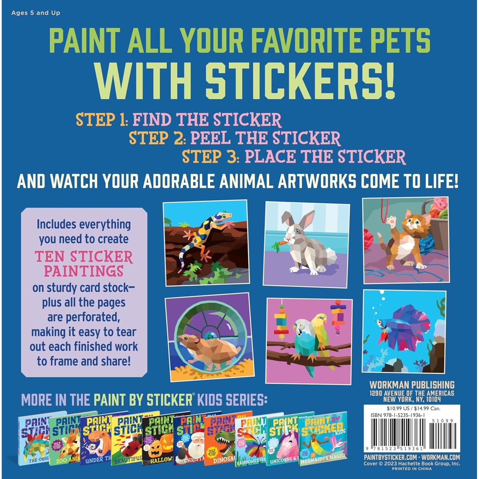 Workman Kids Paint by Sticker Kids: Pets