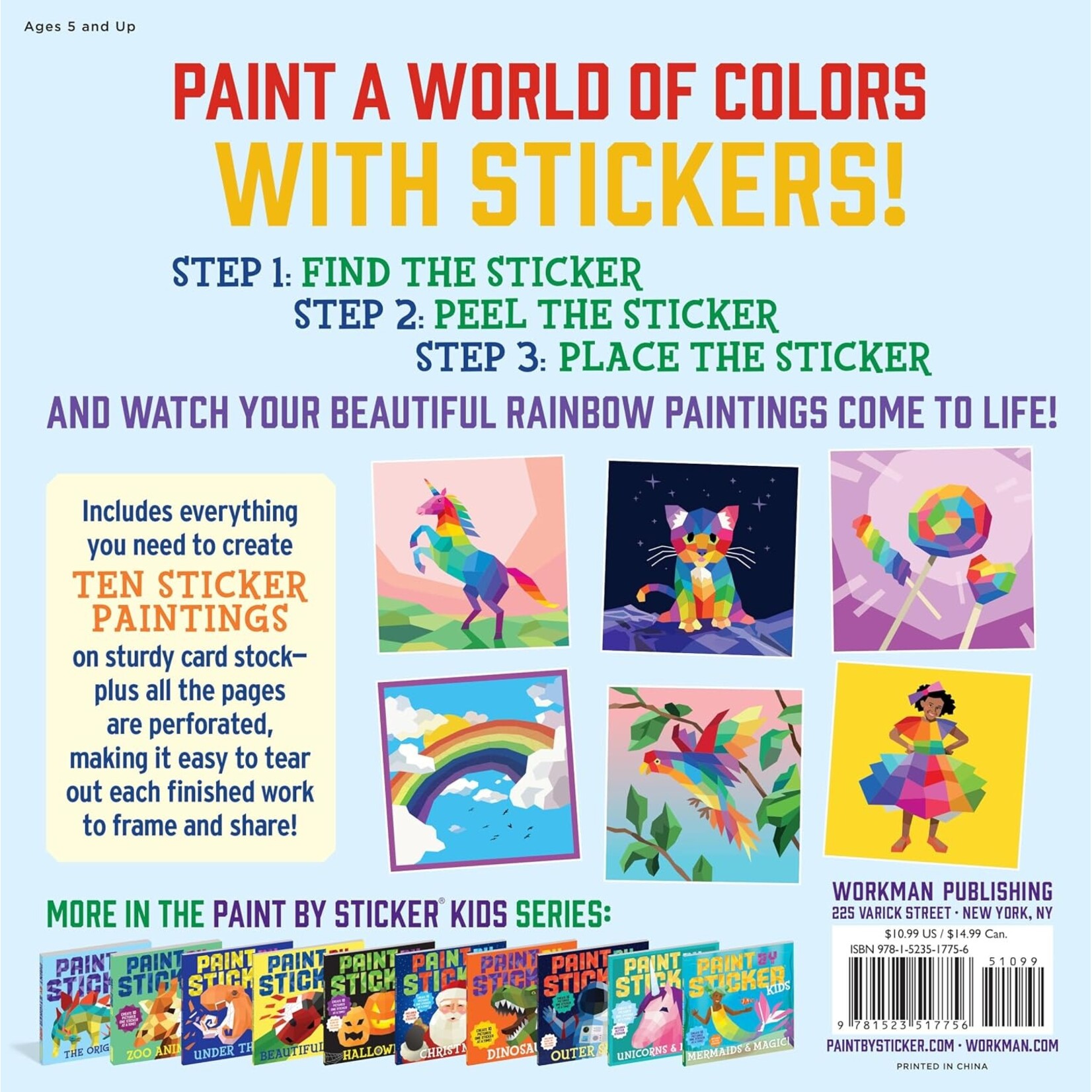 Workman Kids Paint by Sticker Kids: Rainbows Everywhere!