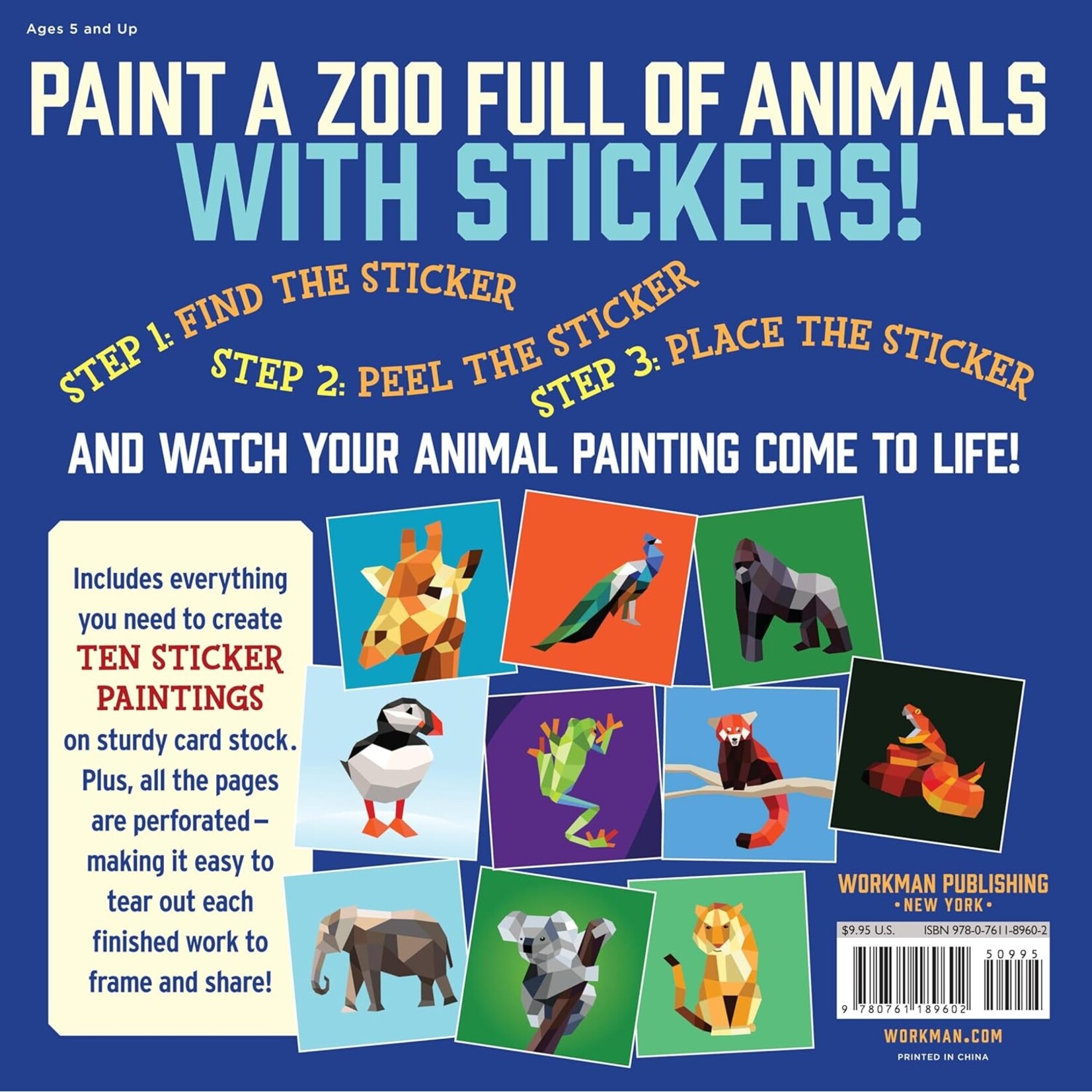 Workman Kids Paint by Sticker Kids: Zoo Animals