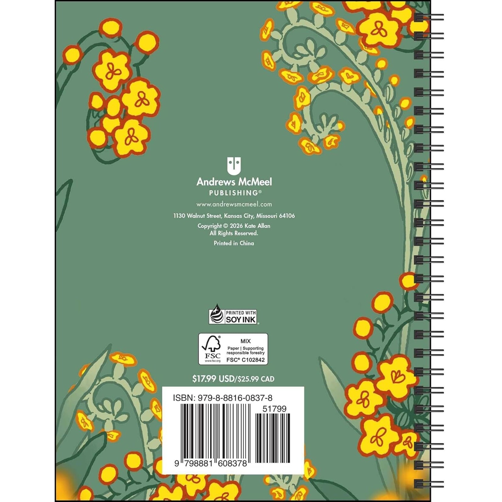 2027 Weekly/Monthly Planner Calendar By Kate Allan