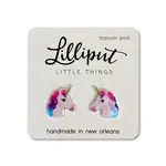 Rainbow Unicorn Earrings - Pink