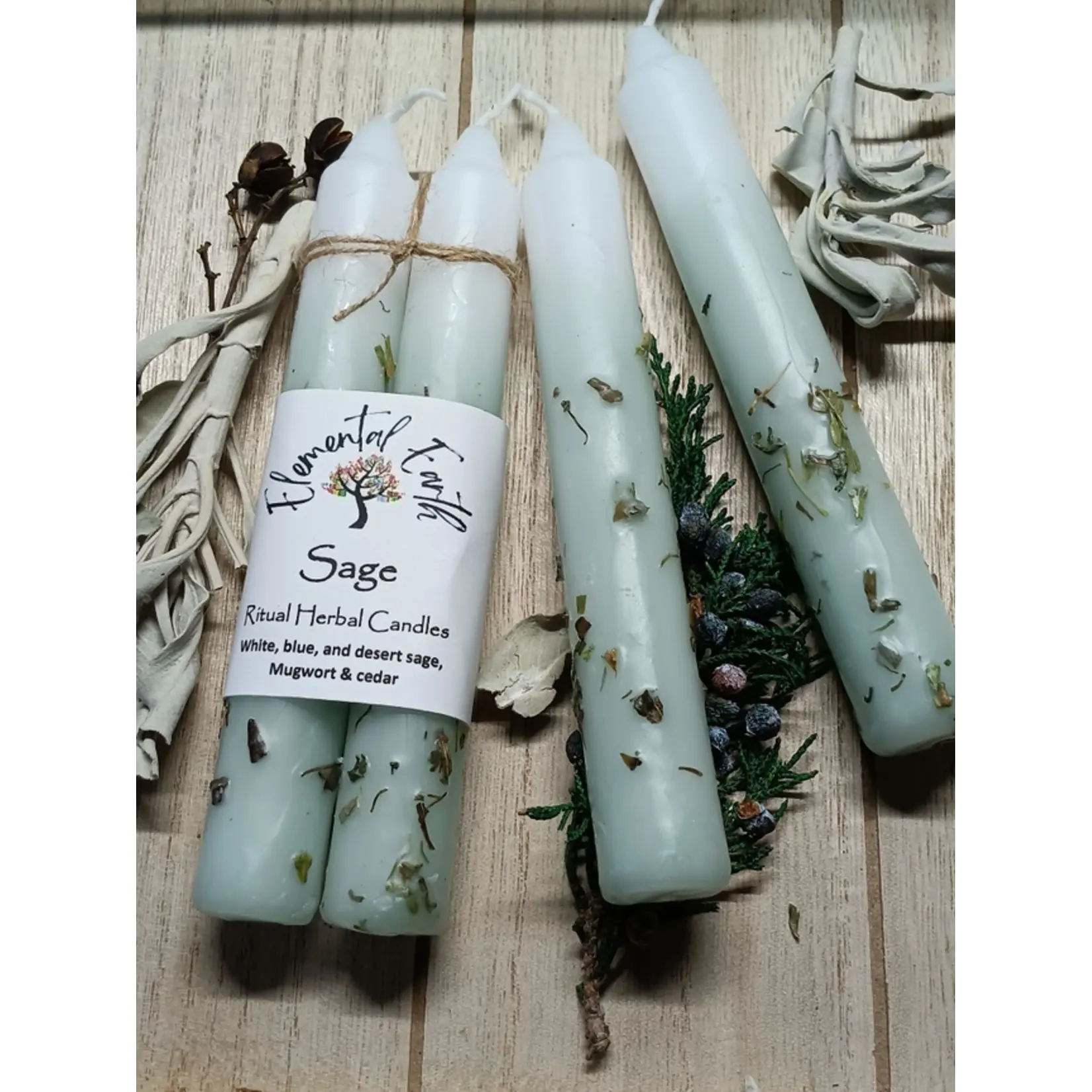 Sage - Ritual Herbal Candles 6"