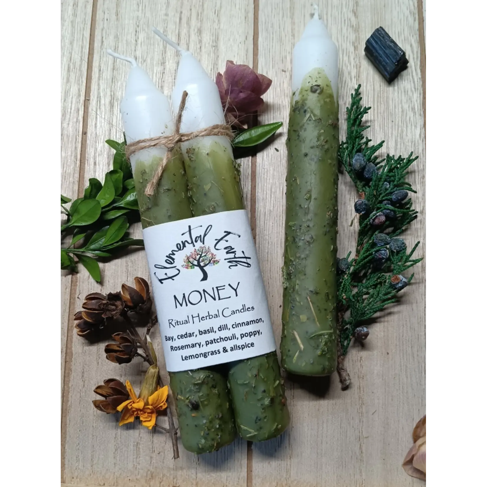 Money - Ritual Herbal Candles 6"