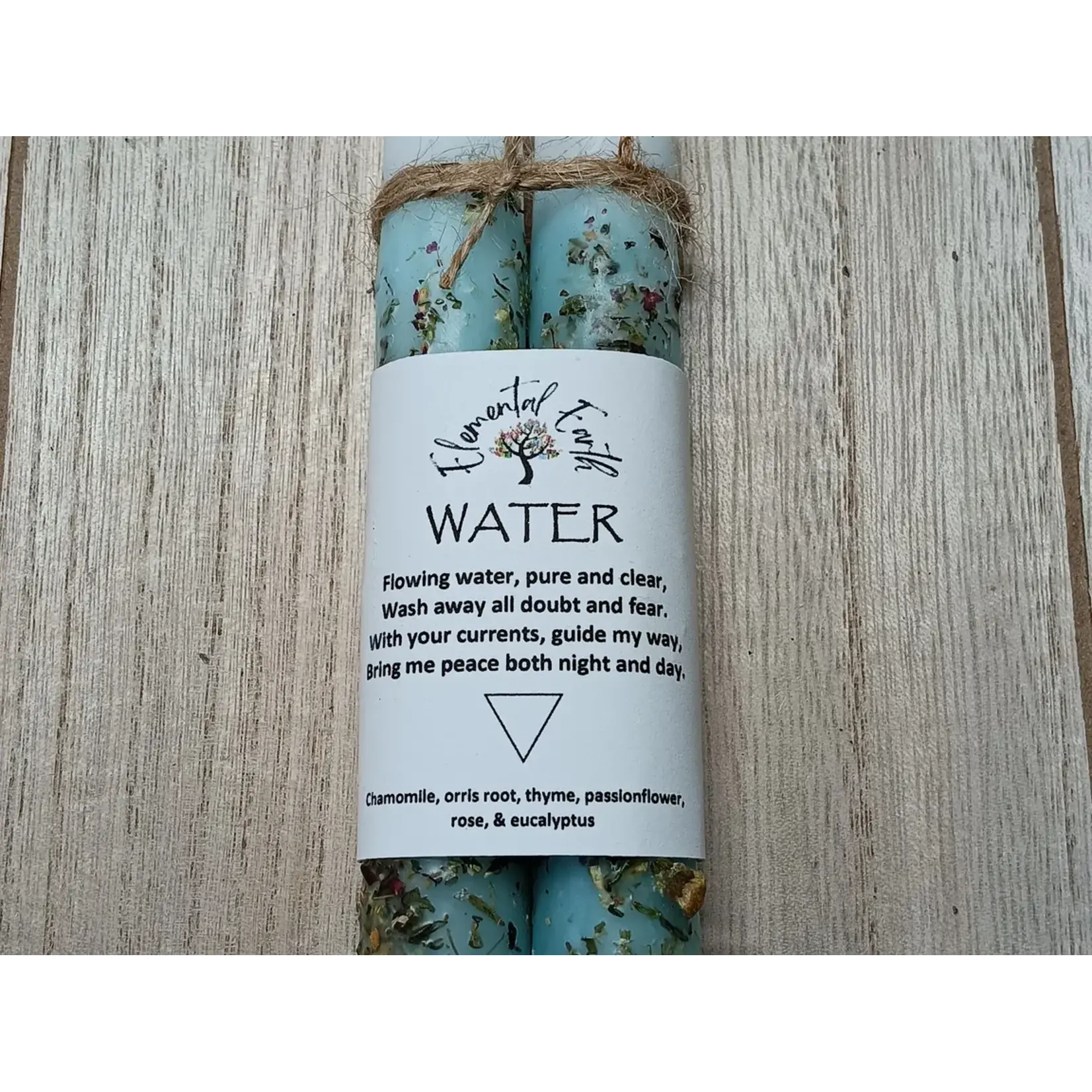 Water - Elemental Ritual Herbal Candles 6"