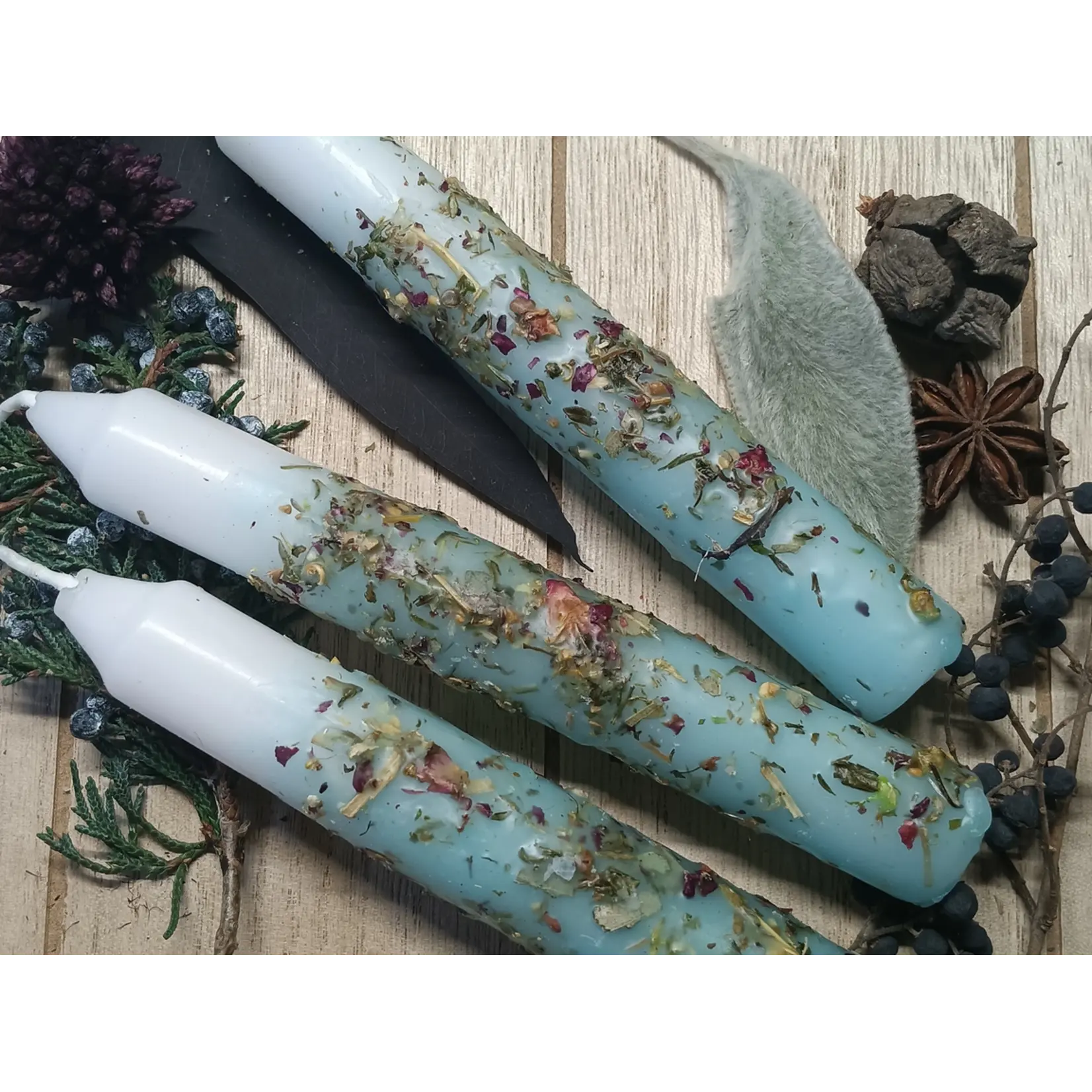 Water - Elemental Ritual Herbal Candles 6"