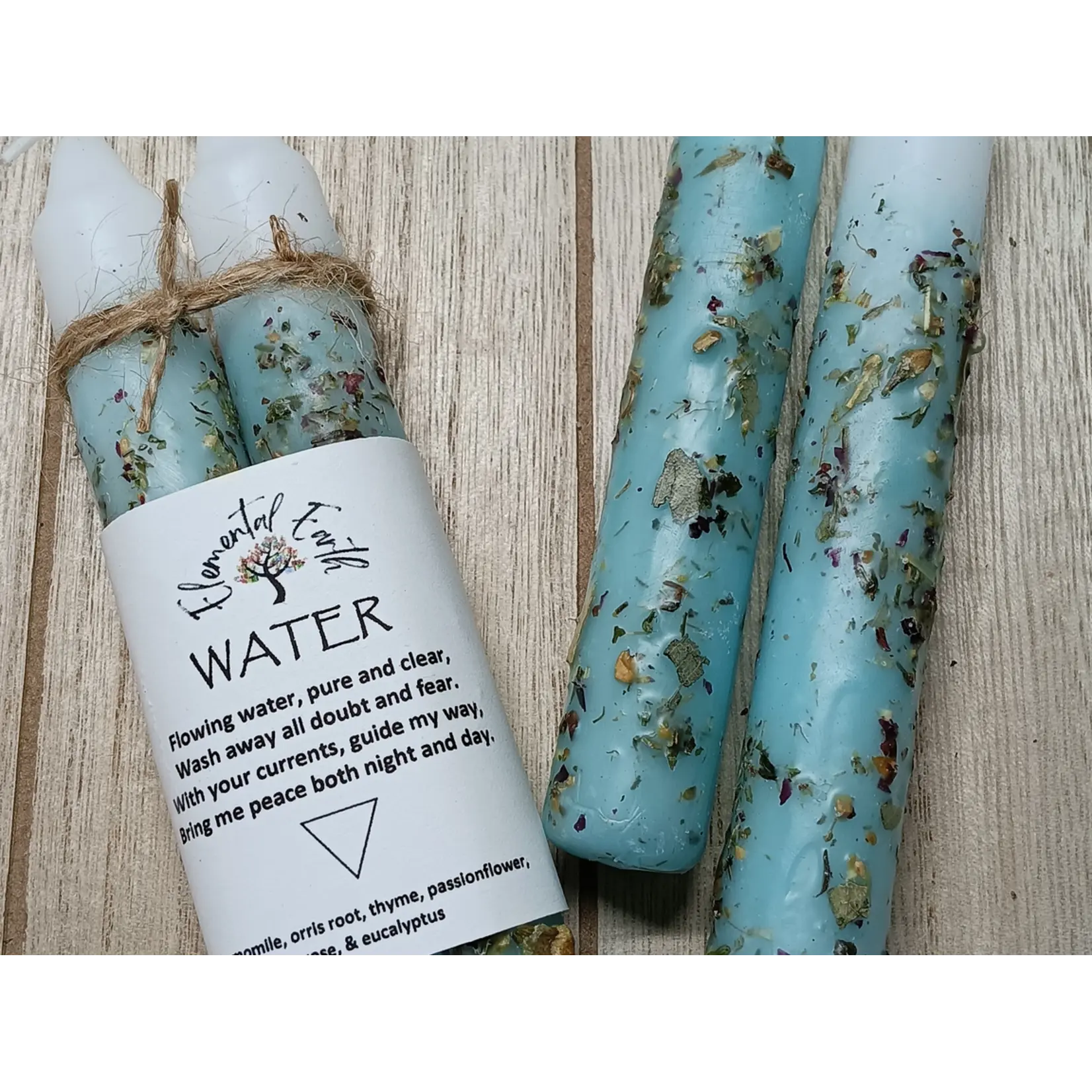 Water - Elemental Ritual Herbal Candles 6"