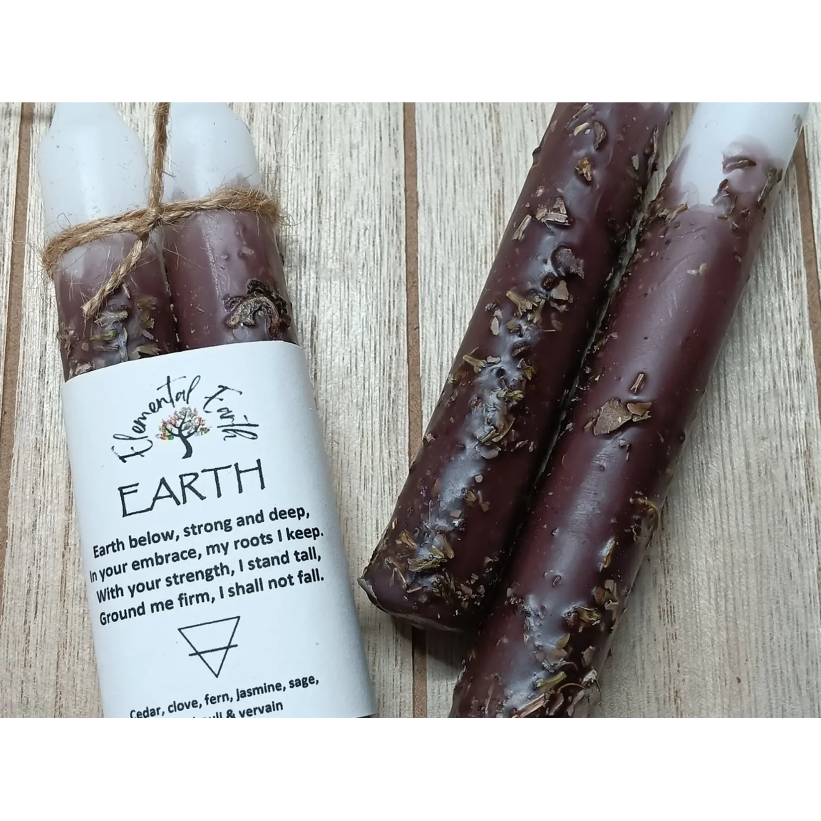 Earth - Elemental Ritual Herbal Candles 6"
