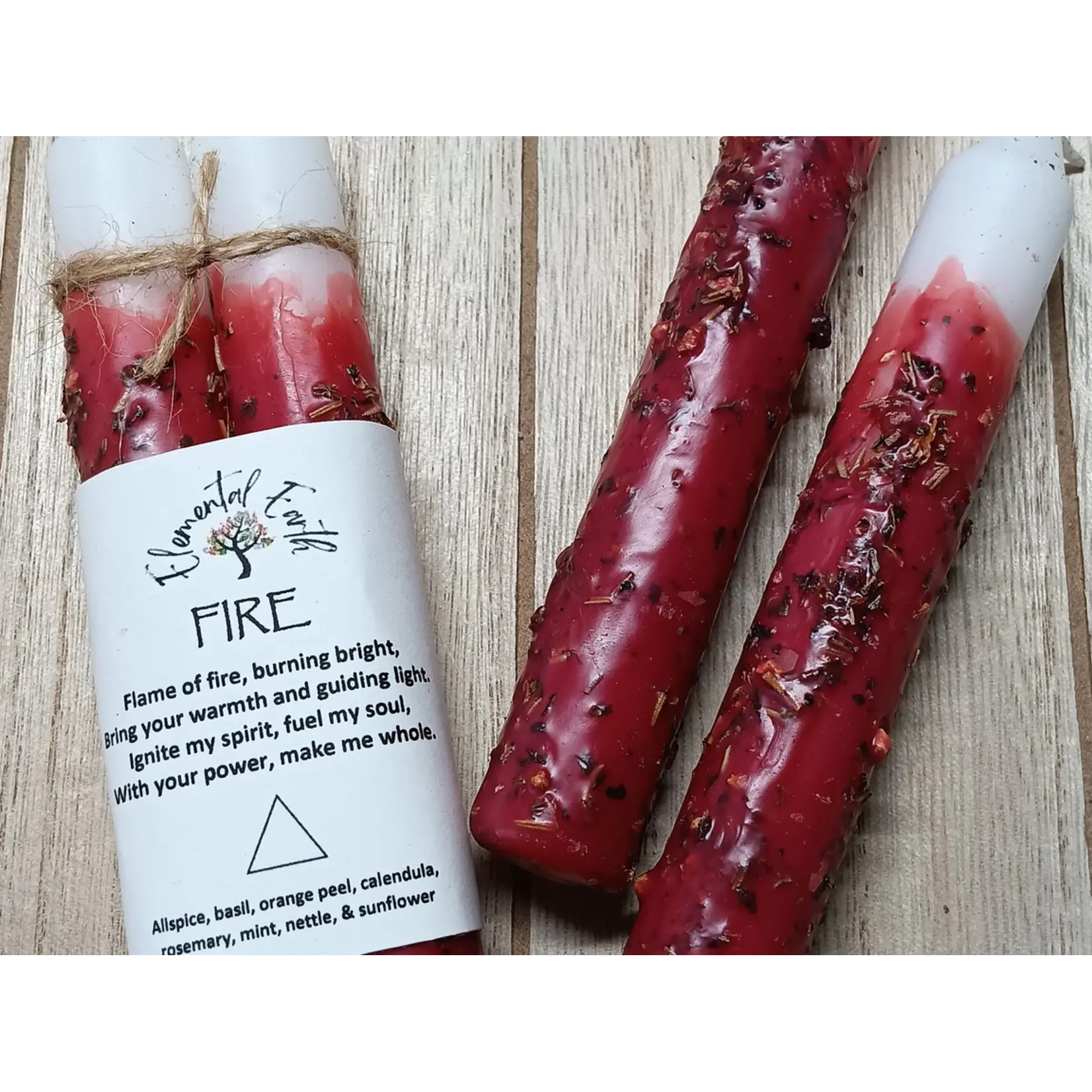 Fire - Elemental Ritual Herbal Candles 6"