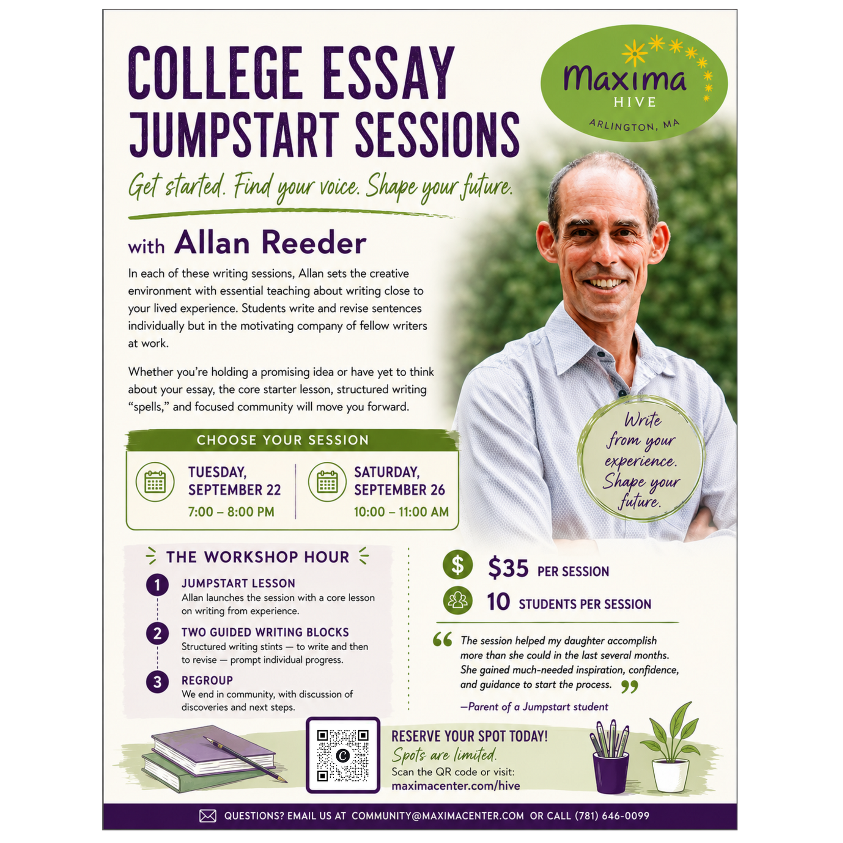 College Essay Jumpstart Sessions with Allan Reeder