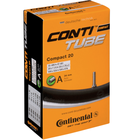 Bicycle Inner Tube - 20" x 1-1/4" - 1-1/2" (20" x 1.75") - ISO: 406 - Schrader Valve: 34mm - Continental - BMX