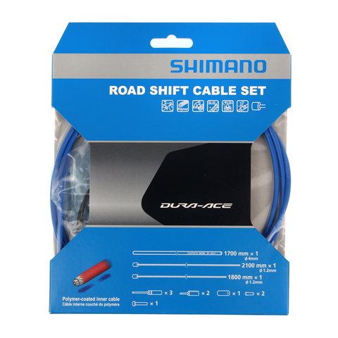 Shimano - Dura-Ace - OT-SP41 - Road Shift Cable Set - Housing: 1700mm, Blue - Cable: 2100mm & 1800mm - Polymer Coated (Y63Z98991)