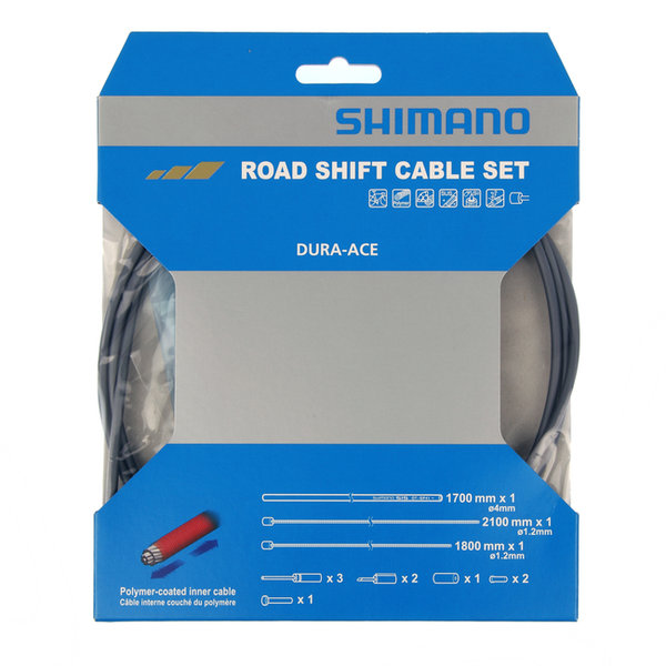 Shimano Shimano - Road Shift Cable Set - Housing: OT-SP41, 1700mm, Grey - Cables: 2100mm & 1800mm, Polymer Coated - Dura-Ace (Y63Z98940)