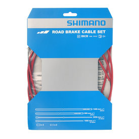 Shimano Shimano - Road Brake Cable Set - Housing: 1400mm & 800mm, Red - Cables: 2050mm & 1000mm (Y80098014)