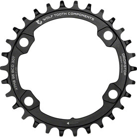 Wolf Tooth Wolf Tooth - Drop-Stop - Chainring - 1x9/10/11/12s - 34T - 96 Asymmetric BCD - 4-Bolt - For Shimano XT M8000 and SLX M7000 Cranks - Black