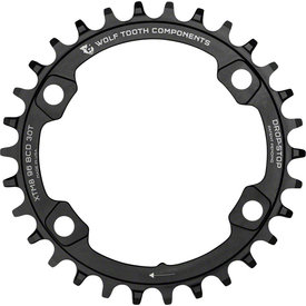 Wolf Tooth Wolf Tooth - Drop-Stop - Chainring - 1x9/10/11/12s - 32T - 96 Asymmetric BCD - 4-Bolt - For Shimano XT M8000 and SLX M7000 Cranks - Black