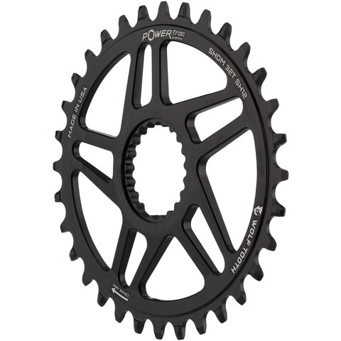 Wolf Tooth - Drop-Stop - Elliptical Chainring - 1x9/10/11/12s - 32T - Shimano Direct Mount - Boost 3mm Offset - Requires 12-Speed Hyperglide+ Chain - Black