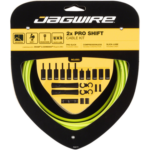 Jagwire - 2x Pro Shift Cable Kit - Road/Mountain - SRAM/Shimano - Organic Green