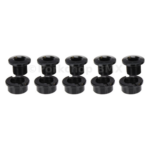 Aluminum alloy BMX bicycle chainring bolts - set of 5 - BLACK