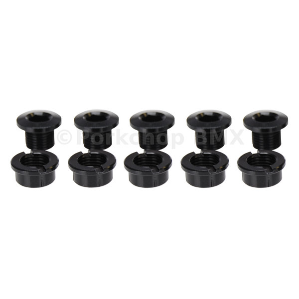 Porkchop BMX Aluminum alloy BMX bicycle chainring bolts - set of 5 - BLACK