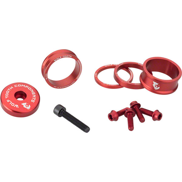 Wolf Tooth Components Wolf Tooth - Bling Kit - Headset Spacer Kit - 3, 5, 10, 15mm - Red