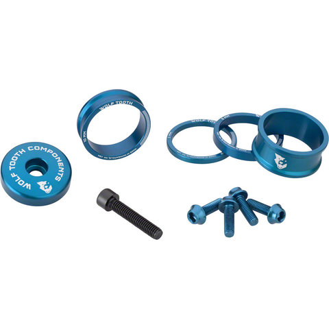 Wolf Tooth - Bling Kit - Headset Spacer Kit - 3, 5, 10, 15mm - Blue