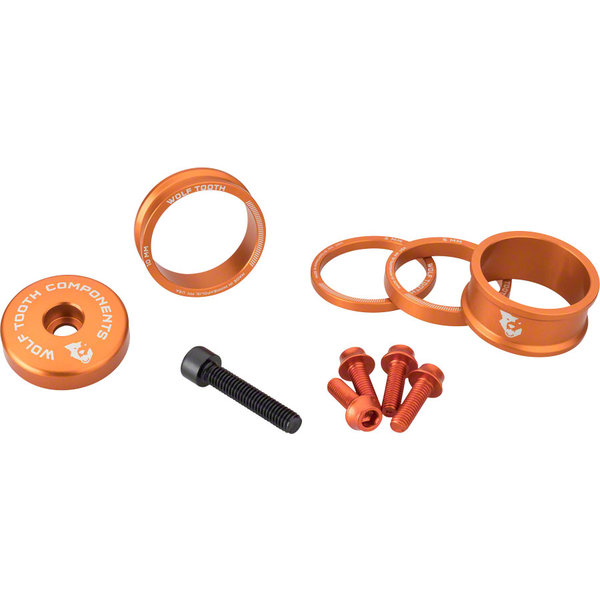 Wolf Tooth Components Wolf Tooth - Bling Kit - Headset Spacer Kit - 3, 5, 10, 15mm - Orange