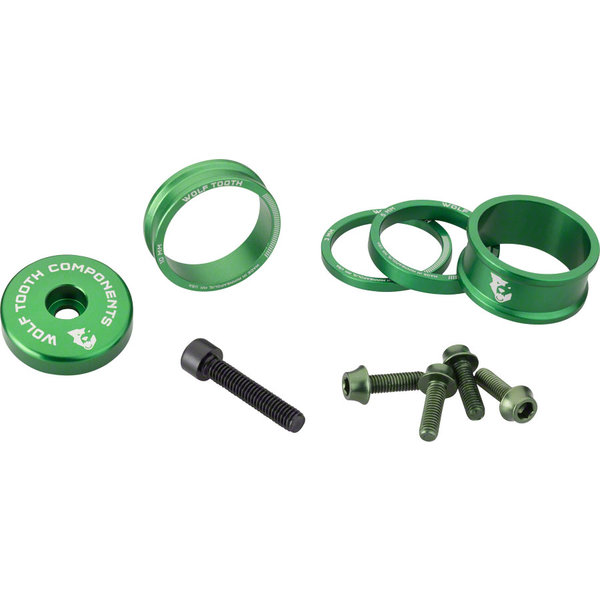 Wolf Tooth Components Wolf Tooth - Bling Kit - Headset Spacer Kit - 3, 5, 10, 15mm - Green
