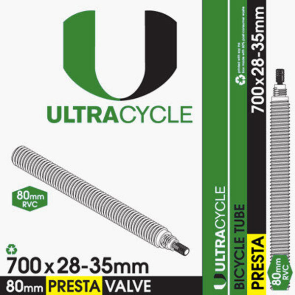 ULTRACYCLE ULTRACYCLE 700cX 28-35c Presta Valve Inner Tube, 80mm length valve, RVC