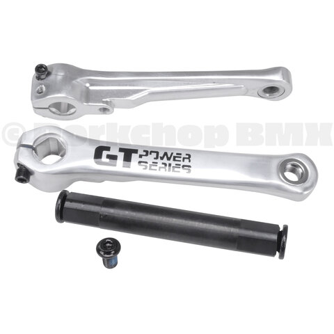 GT Power Series 175mm aluminum alloy 22mm spindle BMX bicycle crank set (arms, spindle, bolts) - SILVER