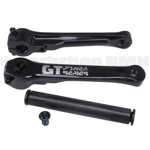 GT Power Series 175mm aluminum alloy 22mm spindle BMX bicycle crank set (arms, spindle, bolts) - BLACK