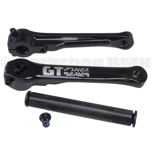  GT Power Series 175mm aluminum alloy 22mm spindle BMX bicycle crank set (arms, spindle, bolts) - BLACK