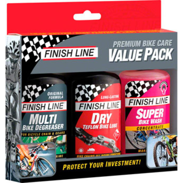  Finish Line - Bike Care Value Pack - Includes Dry Chain Lubricant, EcoTech Degreaser and Super Bike Wash Cleaner