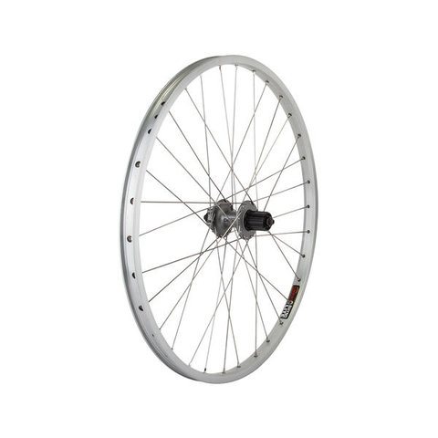 * Wheel Master - Sun Rims Rhyno Lite - Wheel - Rear - 26"/559x27 - Holes: 32 - QR, 135mm - Rim/6-Bolt Brake - Shimano HG, 8/9/10s - DW - Silver