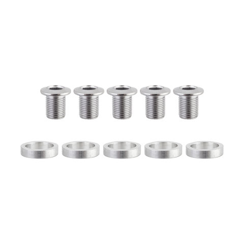 Origin 8 - Steel Triple Inner Chainring Bolts - Set of Five 10.5mm Bolts & 3mm Spacers