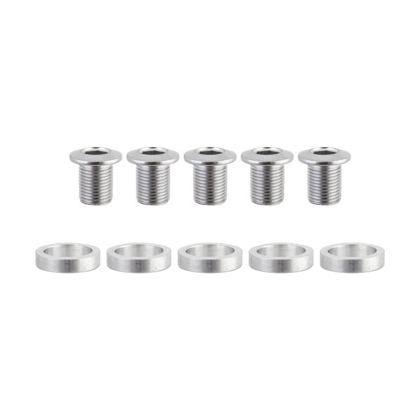 ORIGIN8 Origin 8 - Steel Triple Inner Chainring Bolts - Set of Five 10.5mm Bolts & 3mm Spacers