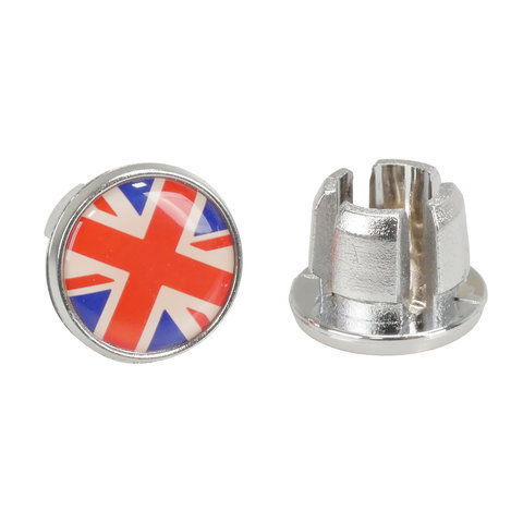 Handlebar Grip Plug Push-in Plastic Bar Ends UNION JACK  UK FLAG BRITISH(PAIR)