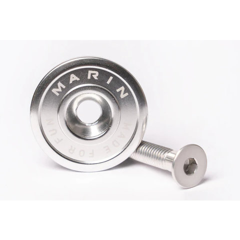 Marin Bikes "Made for Fun" aluminum preload top cap SILVER