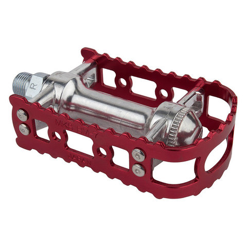 MKS reissued BM-7 BMX bicycle pedals  - 1/2" (FOR ONE PIECE CRANKS) - RED