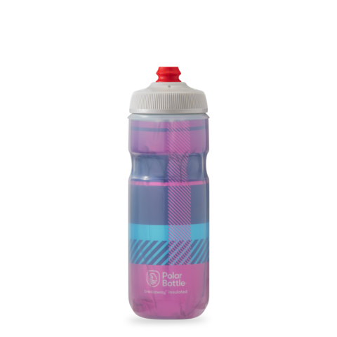 Polar Bottle Breakaway Insulated Water Bottle - 20oz -  Tartan - BUBBLE GUM PINK/NAVY