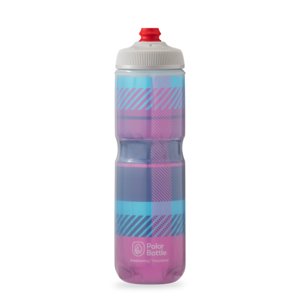 Polar Bottle Polar Bottle Breakaway Insulated Water Bottle - 24oz - Tartan - BUBBLE GUM PINK/NAVY