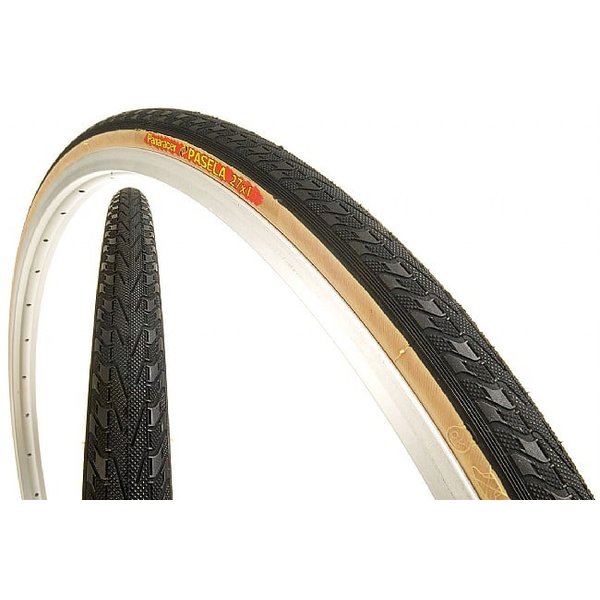 Panaracer Panaracer Pasela 27" X 1 1/4" road bicycle tire wire bead BLACK w/ TAN sidewall