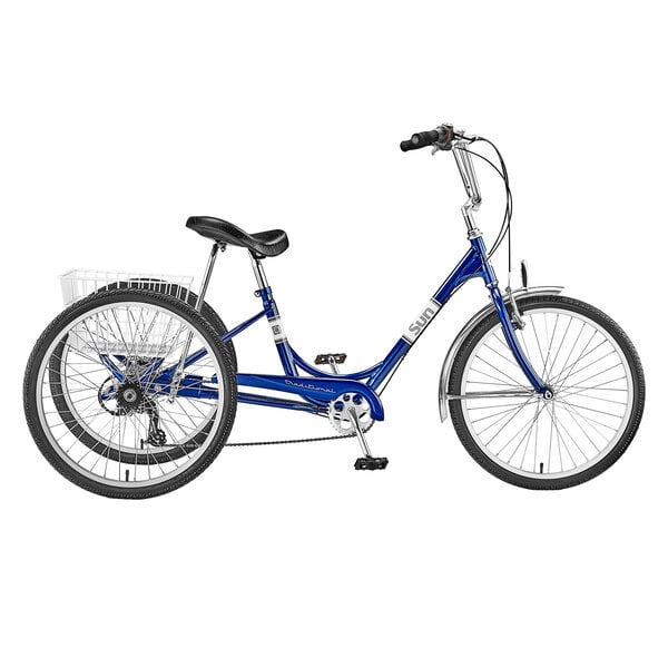 SUN BICYCLES Miami Sun Traditional 24" 7 Speed Trike Tricycle (BLUE METALLIC)