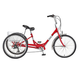 SUN BICYCLES Miami Sun Traditional 24" 7 Speed Trike Tricycle (RED METALLIC)