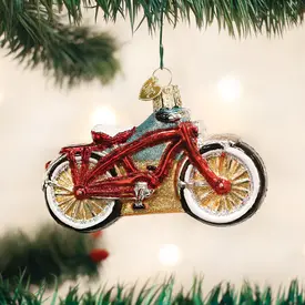 Old World Christmas Glass Christmas Ornament - CRUISER BICYCLE (red)