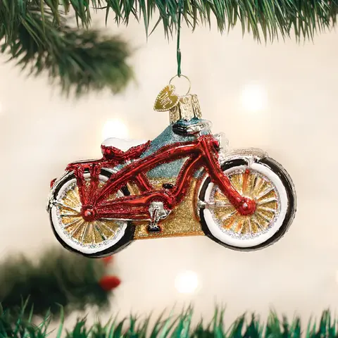Glass Christmas Ornament - CRUISER BICYCLE (red)