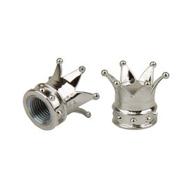 Trik Topz Trik Topz Bicycle Valve Caps (pair) - CROWN - CHROME