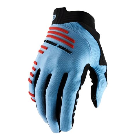 100% R-CORE MTB gloves - LIGHT BLUE/FLUORESCENT RED