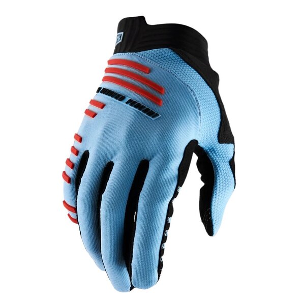 100% 100% R-CORE MTB gloves - LIGHT BLUE/FLUORESCENT RED