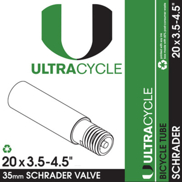 ULTRACYCLE Ultracycle 20" X 3.5"-4.5" bicycle inner tube w/ 35mm Schrader valve